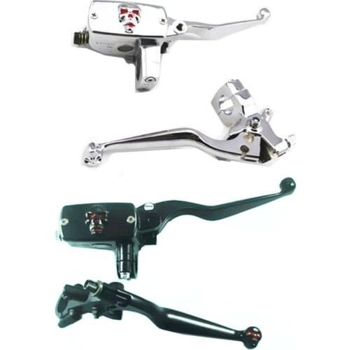 Motorcycle 1" 25mm Skull Reservoir Brake Clutch Levers Handlebar Hand Control For Honda Yamaha Suzuki Kawasaki BWM KTN