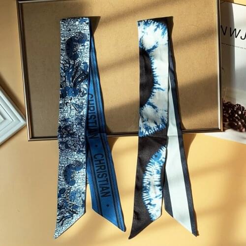 Silky handle spring and summer Korean Mini long silk scarf for women