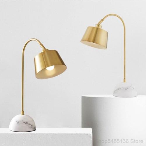 Modern marble golden table lamp study room reading room dask lamp home deco bedroom bedside hotel room living room table lamps