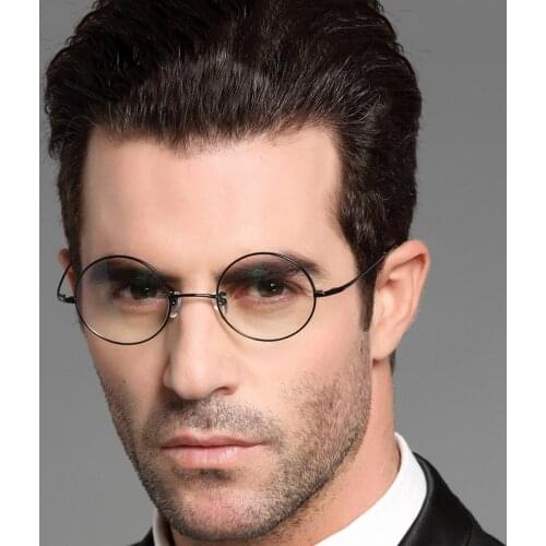 Titanium Transparent Round Glasses Men Women Retro Harry Circle Eye Glasses Optical Eyeglasses Frame Small Clear Eyewear Gold