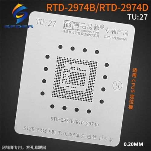 Amaoe BGA Stencil Reballing RTD-2974B TU27 For LCD TV CPU IC Pin Square Hole Solder Tin Plant Net Heating Template 0.20MM