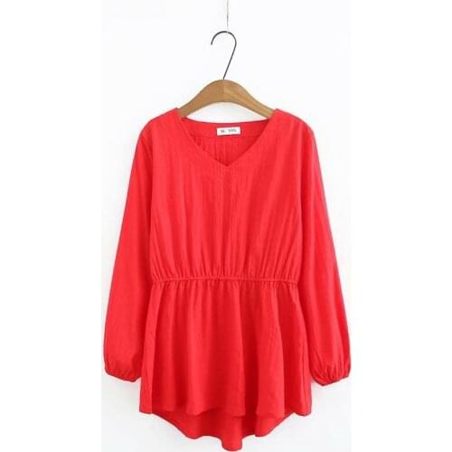 Plus Size XL-4XL Womens Elegant Blouse Long Sleeved V-neck Blusas Ladies Officewear Large Size Tops