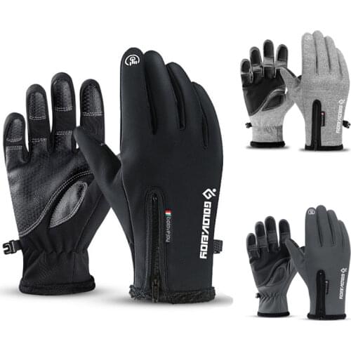 Winter Touch Screen Men Gloves Multifunction Women Windproof Warm Waterproof Riding Plus Velvet Zipper Sports Climb Gloves