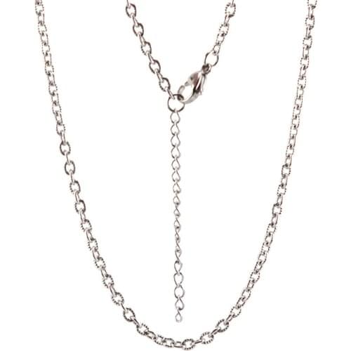 10pcs 24+2inch Stainless Steel 3mm flat cable Embossing NecklaceChain For memory living Glass Locket & oil Diffuser Locket women