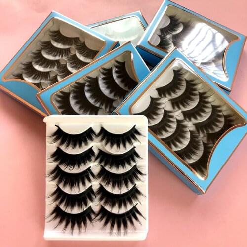 10Pcs Messy Crisscross Thick 5 Pairs of 6D Synthetic False Eyelashes Private Label Curly Lashes Bulk Wholesale Eyelash Extension