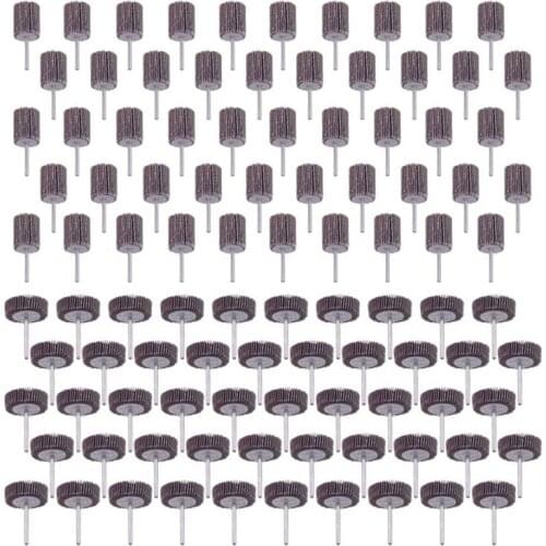 100 Pack Abrasive Flap Wheel Sander, 1/8Inch Shank Diameter Cone Shape Abrasive Sandpaper Flap Sanding Wheel