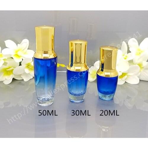 20 ML 30 ML 50 ML Empty Blue glass bottle With Emulsion nozzle High - Grade cosmetics bottle emulsion skin care glass bottles