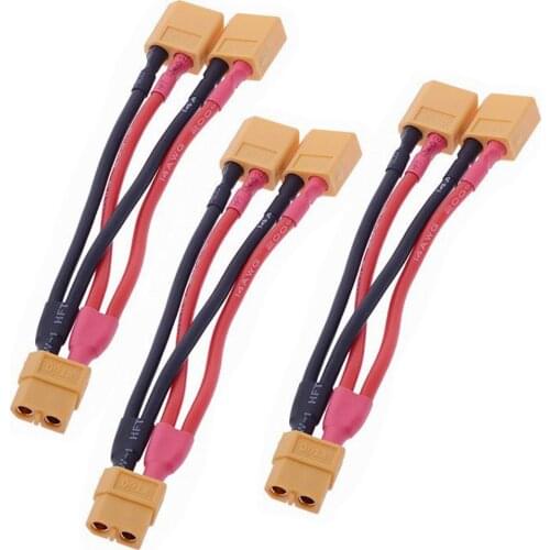 3pcs XT60 Parallel Y Harness Connector Wiring Cable Adaptor For RC Car Drone UAV Battery Charger Double Capacity increase Power