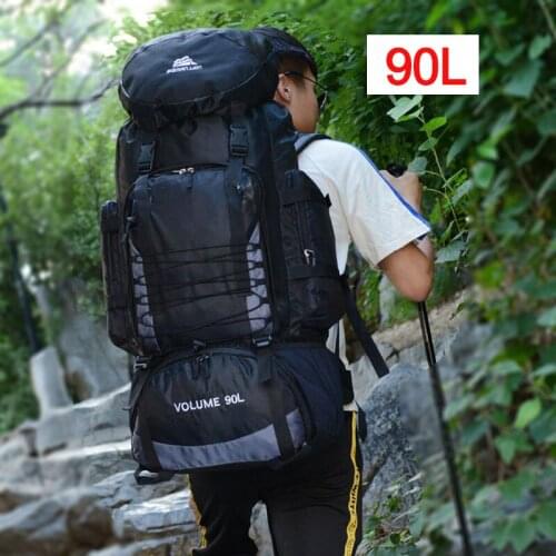 90L Travel Bag Camping Backpack Hiking Army Climbing Bags Trekking Mountaineering Large Camping Bag Travel Backpack XA857+WA
