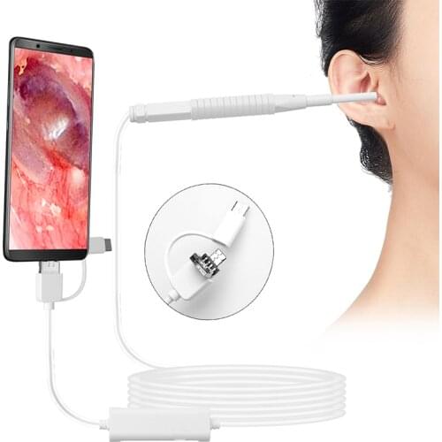 AN103 white 3.9MM lens otoscope inspection camera ear cleaner otoscope medical micro usb ear pick ear picker with gift box