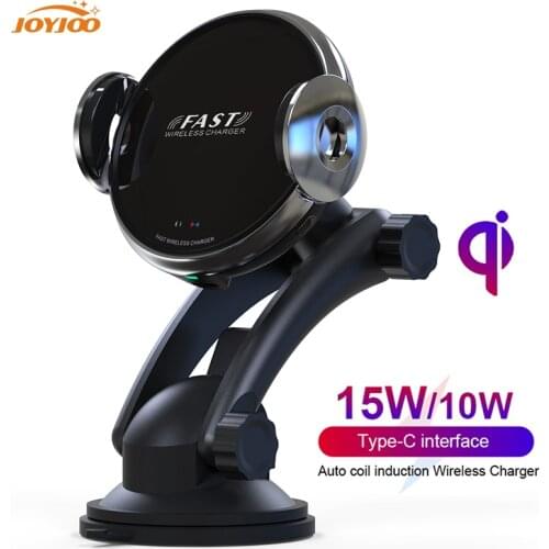 Qi Wireless Car Charger Phone Holder Fast Charging Smart Sensor Mount Dock AutoClamping forHuawe foriPhone forSamsung