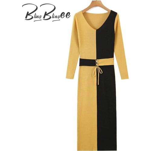 Модные вязаные платья BlingBlingee China At AliExpress