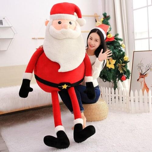 Big Size Santa Claus Doll Plush Stuffed Doll Ragdoll Boys Girls Soft Pillow Appease Baby Sleeping Room Decoration Christmas Gift