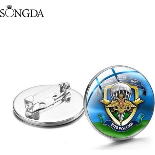 CCCP Russian Airborne Air Force Brooch Pin Airman Sign Glass Cabochon Brooches Military Series Badges for Bag Hat Clothes