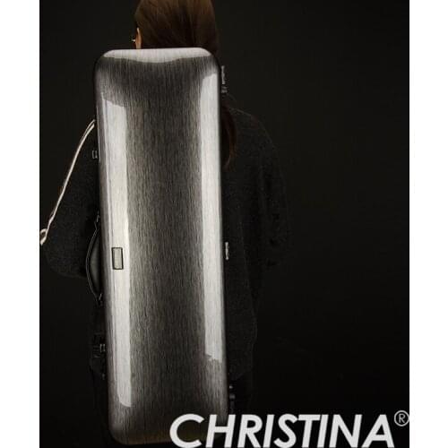 Italy Christina violin case High quality 4/4 violin carbon fiberglass darkgray color Violin accessories with two bows holders