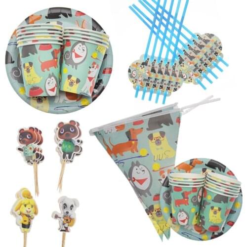 Lets Pawty Dog Party Dessert Plates cups banners straws Dog birthday Party Supplies baby shower Decorations kids Christmas gifts