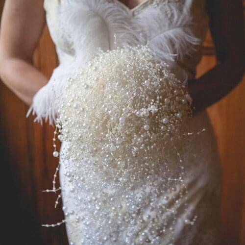 196FT/Roll 8+3mm White Pearl Chain String Bead Strand DIY Craft Garland For Wedding Bridal Bouquet Headdress Decorations