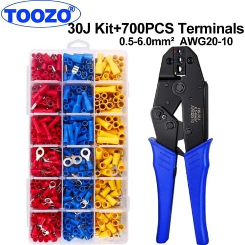 HS-30J crimper crimping pliers tool 0.5-6.0mm2 AWG20-10 Semi-insulated and fully insulated terminals Butt splice