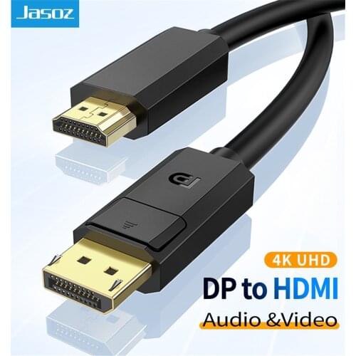 Jasoz Display Port to HDMI 4K*2K 30Hz DP to HDMI Cable 2m 5M for PC Laptop HDTV Projector Video Audio Cable DisplayPort to HDMI