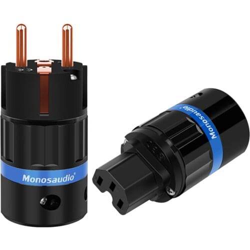 Monosaudio E104/F104 Pure Copper EU Version Power Plug European Male Connector Schuko Supply Cable Jack+IEC Female Plug