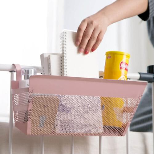 Wrought iron grid sorting hanging basket rack bedside storage basket books sundries storage box household basket