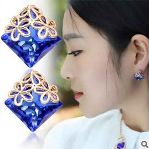Fashion Geometric Jewelry Yellow Gold Filled Women Temperament Stud Earrings