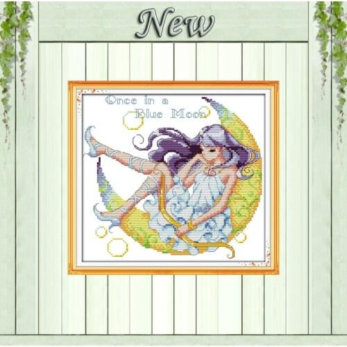 Moon girl fairy beauty painting counted printed on canvas DMC 14CT 11CT DIY Cross Stitch chinese Needlework kits Embroidery Sets