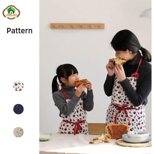 MSJO Child Adult Apron Cotton Kitchen Nordic Painting With Pocket Mon Dress Baking Baby Apron Bib b b Cooking Aprons For Women