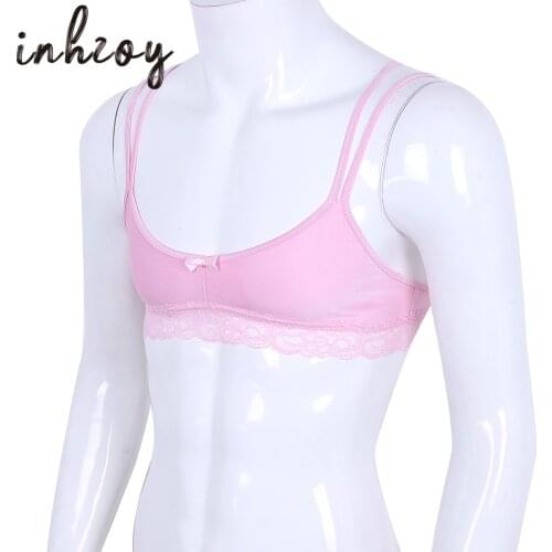 Mens Sissy Lingerie Top Gay male sexy Lace Bras Erotic Nightwear