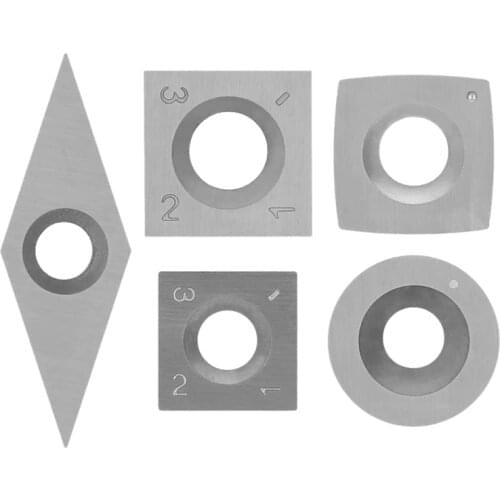 5Pcs Tungsten Carbide Cutters Inserts Set for Wood Lathe Turning Tools Supplied with 5 Pcs Screws