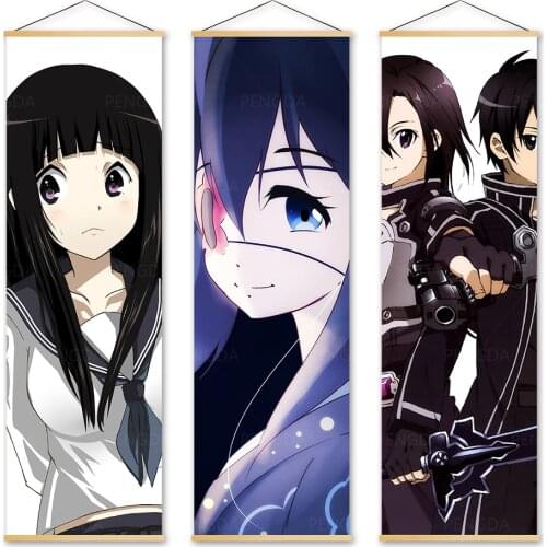 Home Decoration Sword Art Online Wall Artwork Painting Solid Wood Hanging Scrolls Modern Japan Anime Canvas Print Picture Poster