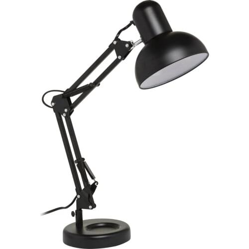 Table lamp with adjustable and rotating articulated arm, for reading, study or work, retro style, industrial, vintage