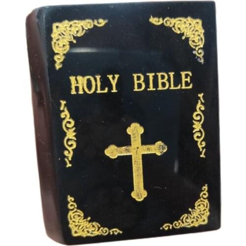 Natural Black Obsidian Crystal Stone Bible Book Hand Carved Jesus Church Home Decoration As Gift