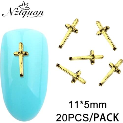 New product 20PCS ladies cross four-color metal nail decoration stickers summer DIY simple nail decoration accessories