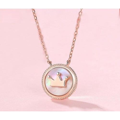 GIC5 Pink Mother-of-pearl Necklace Female S925 Sterling Silver Fashion Pendant Rose Gold Clavicle Chain Silver Jewelry