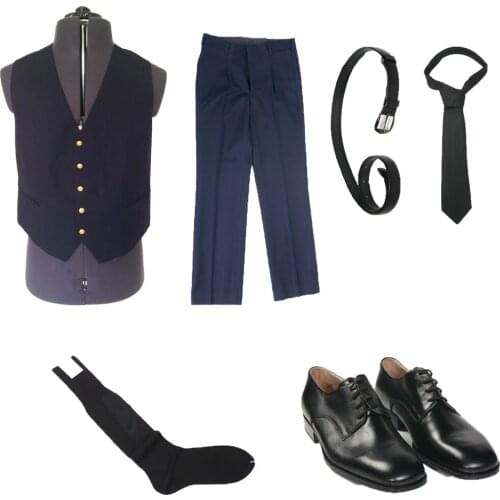 Full Navy military vest pant belt shoes socks