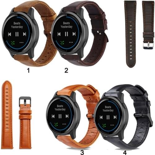 20mm 22mm Replacement Band Genuine Leather Strap for Garmin Active vivoactive 4 Strap Bands
