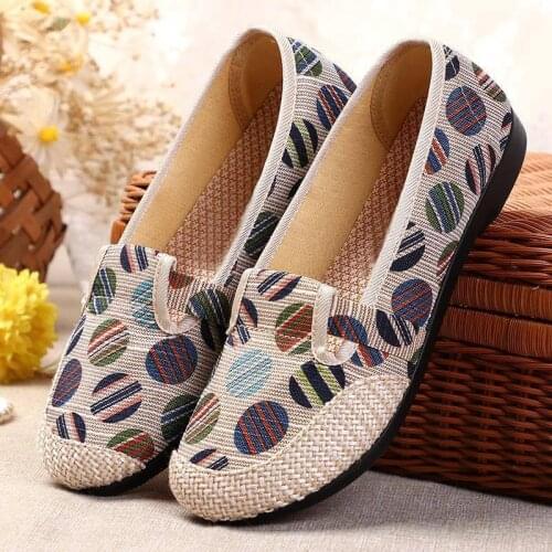 Womens Flat Single Shoes Polka Dot Slip-On Shallow Female Vulcanized Shoe Comfortable Concise Ethnic Ladies Leisure Footwear