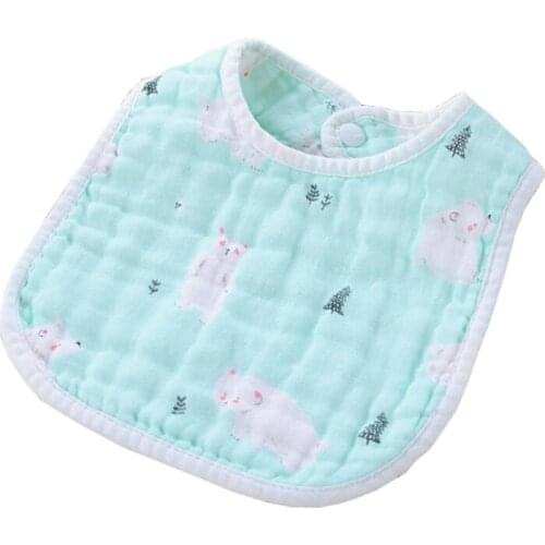 Cartoon Printed U-shaped Baby Bibs 8-layers Gauze Infant Saliva Towel Burp Cloth 69HE