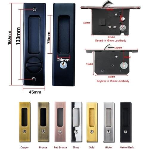 Privacy Mortise Sliding Door Lock Pocket Door Lock Hook Latch 35-50MM Door Top Hung Bathroom Bedroom