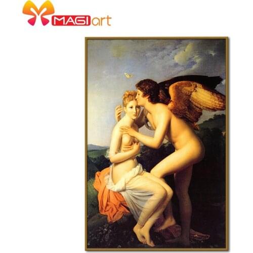 Cross stitch kits Embroidery needlework sets 11CT water soluble canvas patterns 14CT Psyches First Kiss of Love-NCMP024