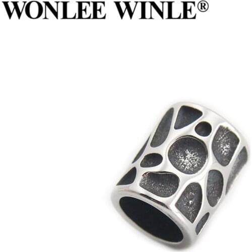 Wonlee Winle Stainless Steel 8mm Large Hole Cylinder European Charms Spacer Beads For DIY Men Bracelet Jewelry Making