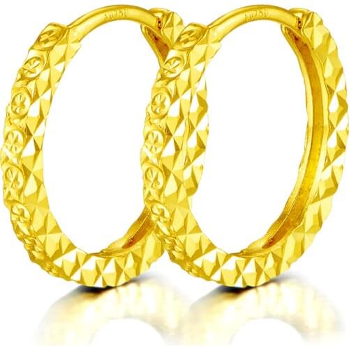 Solid 18K Yellow Gold Earrings Women AU750 Gold Hoop Earrings 0.7g P6256