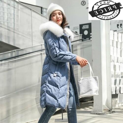 Womens Winter Down Jacket Long Coat Female Jacket Raccoon Dog Fur Collar Warm Thick Women Parkas 2021 Abrigo Mujer Pph1326