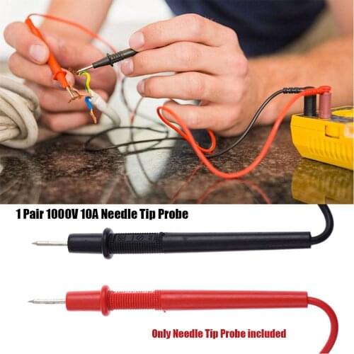1 Pair 1000V 10A Needle Tip Probe for Universal Digital Multimeter Multi Meter Test Leads Pin Wire Pen Cable Auto Accessories