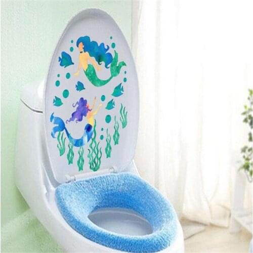 1PCS Mermaid water grass toilet stickers decorative supplies living room TV background wall 30*34CM
