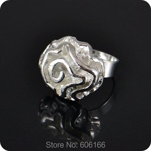 10x Silver Rose Flower Ring Enragement ring for Girl Women Party Wedding Fashion Jewelry