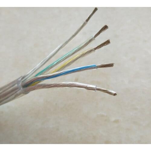 200m/lot transparent H03VV-F 5*0.75mm power cord sheath cable for Lighting lamp electrical wire pendant light machine power