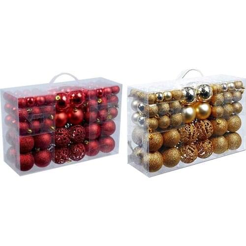200Pcs Christmas Ball Box Set Available Holiday Christmas Tree Ornament Decorations Christmas Decorations Gold & Red