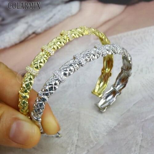 3Pcs New design Zircon Fashion Metal Bangle Mix color bangle Mix color metal Bracelet Gold color Women bangle 51428